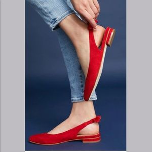 Anthropologie Suede Slingback Flats